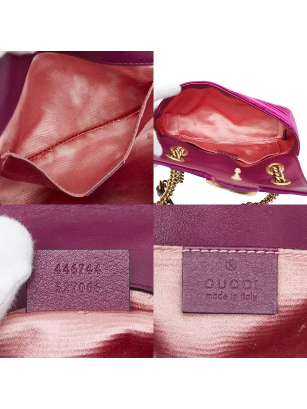 Gucci GG Marmont Quilted Chain Shoulder Bag Purple Velvet